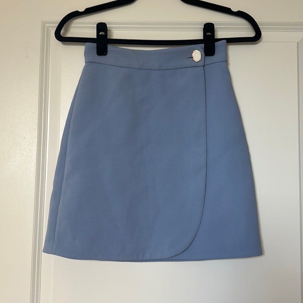& other stories baby blue mini a line mini skirt size 32